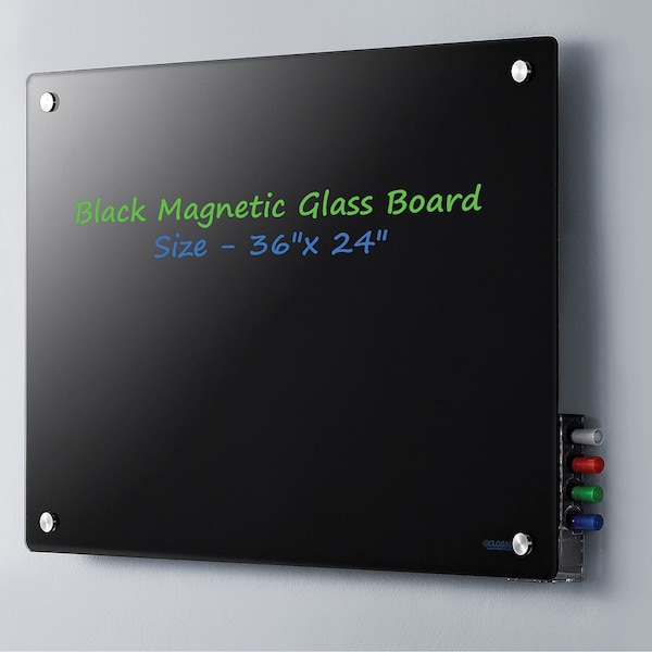 Global Industrial Glass Dry Erase Board, 24, 36, Black 695649 - main